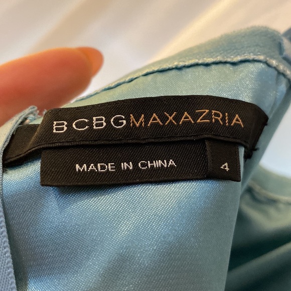 BCBG Maxazaria mini dress with bubble hem in dusty teal with gold polka dots Sz4 - Picture 6 of 6